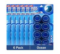 Max Flush In-Cistern Toilet Blocks, 8 Blocks per Pack, 48 x 50g, Multiple Fragrances, 6 Pack (Ocean)