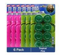 Max Flush In-Cistern Toilet Blocks, 8 Blocks per Pack, 48 x 50g, Multiple Fragrances, 6 Pack (Tropical/Pine)