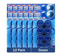 Max Flush In-Cistern Toilet Blocks, 8 Blocks per Pack, 96 x 50g, Multiple Fragrances (Ocean)