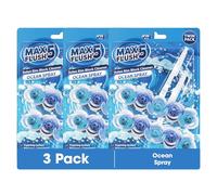 Max Flush Toilet Rim Block Cleaner 3 Pack - Twin Pack (2 x 45g Each) - 270g Total - Ocean Spray