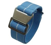 Max French Marine Nationale Elastic Nylon Navy Divers Parachute Watch Straps 20mm 22mm Military Bands (22mm, Light Blue/White)