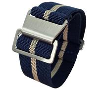 Max French Marine Nationale Elastic Nylon Navy Divers Parachute Watch Straps 20mm 22mm Military Bands (22mm, Blue/Khaki)