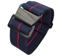 Max French Marine Nationale Elastic Nylon Navy Divers Parachute Watch Straps 20mm 22mm Military Bands (22mm, Blue Red PVD)