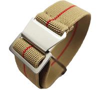 Max French Marine Nationale Elastic Nylon Navy Divers Parachute Watch Straps 20mm 22mm Military Bands (20mm, Khaki/Red)