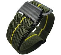Max French Marine Nationale Elastic Nylon Navy Divers Parachute Watch Straps 20mm 22mm Military Bands (20mm, Green/Yellow PVD)