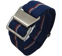 Max French Marine Nationale Elastic Nylon Navy Divers Parachute Watch Straps 20mm 22mm Military Bands (22mm, Navy Blue/White/Red)