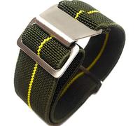 Max French Marine Nationale Elastic Nylon Navy Divers Parachute Watch Straps 20mm 22mm Military Bands (22mm, Green/Yellow)