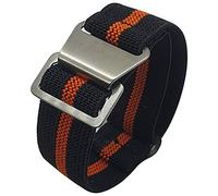 Max French Marine Nationale Elastic Nylon Navy Divers Parachute Watch Straps 20mm 22mm Military Bands (22mm, Black/Orange)