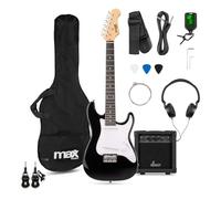 MAX GigKit 3/4 Junior Electric Guitar Bundle with Wireless System - Beginner Electric Guitar Package for Kids, Wireless Practice, Complete Starter Kit with Amp, Gigbag & Accessories - Black