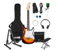 MAX GigKit 3/4 Junior Electric Guitar Starter Kit with Foot Stand and Guitar Stand, Complete Sunburst Beginner Bundle for Kids, Teens, Adults, Includes Amplifier, Case, Tuner, Accessories