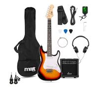 MAX GigKit 3/4 Junior Electric Guitar Sunburst Bundle with UHF Wireless System - Beginner Guitar Kit with 20W Amp, Soft Case, Tuner, Strap, & Accessories - Ideal for Kids, Practice, Home Learning