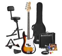 Max GigKit Beginner Bass Guitar Bundle with Electric Sunburst Guitar, 40W Amplifier, Stool, Bass Lessons & Complete Accessory Pack for New Players & Musicians