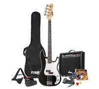 Max GigKit Beginner Bass Guitar Pack - Full-Size Electric Learner Bass Guitar Starter Set in Black, 40W Amp, Bag, Strap, Tuner, Lessons & Accessories Included - Ideal Starter Pack for Beginners