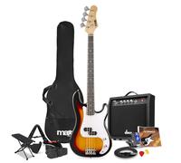 Max GigKit Beginner Electric Bass Guitar Bundle with 40W Amplifier, Sunburst Finish & Complete Accessory Pack - Ideal Starter Learner Bass Set for All Ages