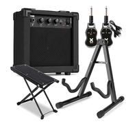 Max GIGKit Beginner Electric Guitar Accessories Bundle with 20W Practice Amp, Wireless System, Foot Stand & Universal Stand - Complete Kids & Adult Beginner Setup for Home Practice