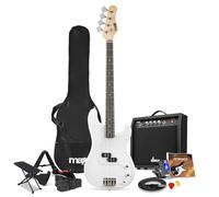 Max Gigkit Electric Beginner Bass Guitar Package - Complete Starter Bass Guitar Set with Amp, Accessories & 6 Months Online Lessons - Ideal for Learner Bass Guitarists in White