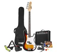 Max GigKit Electric Beginner Bass Guitar Starter Pack with String Cleaner, 40W Amp, Sunburst, Full Set for Immediate Play, Ideal Guitar Kit for Beginners & Practice
