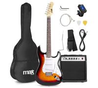 Max GIGKIT Electric Guitar & 40W Amp Starter Set, Sunburst | S-style 21-fret guitar, AUX input, headphone output, tuner, bag, strap, picks, lessons
