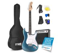 MAX GigKit Beginner Electric Guitar Starter Package in Blue - Perfect Starter Guitar Set with Amp, Accessories & Cool Blue Finish for Musical Instruments & Beginner Guitarists