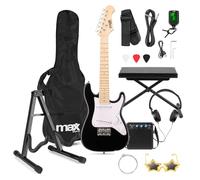 MAX GigKit Junior 1/4 Size Electric Guitar Complete Practice Pack - Kids Beginner Guitar Kit with Adjustable Stool, Stand, Amplifier, Accessories, Black