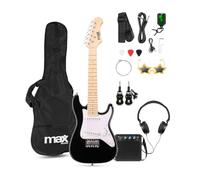 MAX GigKit Junior 1/4 Size Electric Guitar Pack with Integrated Wireless System, Includes 10W Amplifier, Soft Case, Tuner, Picks, Strap, Cables & Accessories - Black