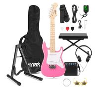 MAX GigKit Junior 1/4 Size Electric Guitar Set with Amplifier, Stool & Stand - Pink - Complete Beginner Kit for Kids - Includes Case, Strap, Picks, Tuner, Strings, Lead, Sunglasses