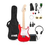 MAX GigKit Junior 1/4 Size Red Electric Guitar Starter Pack with Wireless System, Amp & Accessories, designed for young beginners. Includes everything a young player needs, straight from the box.