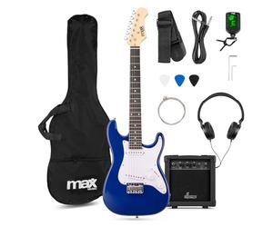 Max GigKit Junior Electric Guitar Starter Kit Blue 3/4 Size - Children’s Beginner Electric Guitar Pack with Amplifier, Bag, Tuner, Strap, & All Accessories for Kids 8-13 Years