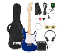 Max GigKit Junior Electric Guitar Starter Pack for Children, 1/4 Size, Blue - Beginner Electric Guitar Kit with 10W Amp, Case, Tuner, Strings, Strap, Picks & Lead - Musical Instrument for Ages 4-7