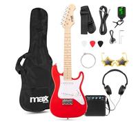 Max GigKit Junior Electric Guitar Starter Pack Red 1/4 Size - Complete Beginner Kit for Kids 4-7 Years, 21 Fret Guitar, 10W Amp, Accessories, Musical Instruments for Young Starters
