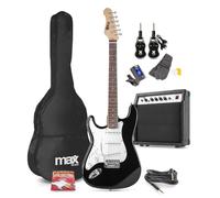 MAX GigKit Left Handed Electric Guitar Starter Pack with Wireless UHF Guitar System - Complete Kit for Beginners with 40W Amplifier, Soft Case, Tuner, Strap, Picks, and Cable - Black