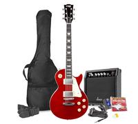 Max GigKit LP Style Beginner Electric Guitar Pack - Dark Red Finish, Classic LP-Design Guitar with 40W Amplifier, Tuner, Gig Bag & Accessories, Ideal for Blues, Jazz & Classic Rock Players