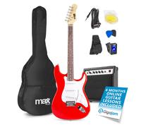 Max GigKit Red Beginner Electric Guitar Starter Kit with Classic S-Style Design, 40W Amplifier, Guitar Bag, Tuner & Accessories Included - Ideal Complete Package for New Learners