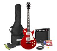 Max GigKit SC Style Beginner Electric Guitar Kit - Full Size Electric Guitar, 40W Amplifier, Integrated String Cleaning Tool, Accessories, Dark Red, Ideal Starter Set for Beginners