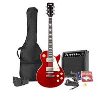 Max GigKit SC Style Beginner Electric Guitar Pack, Dark Red, 40W Amp | Dual humbucker pickups, Tune-O-Matic bridge, tuner, gig bag, blues & rock