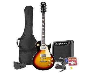 Max GigKit SC Style Beginner Electric Guitar Pack, Sunburst, 40W Amp | Carved basswood body, 22 frets, dual pickups, headphone output, 6-month lessons
