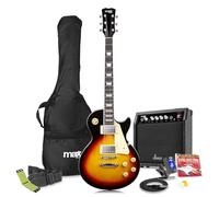 Max GigKit SC Style Beginner Electric Guitar Pack with 40W Amplifier and Reusable String Cleaner - Full Set with Bag, Strap, Cable, Digital Tuner, Picks, Spare Strings - Sunburst Finish