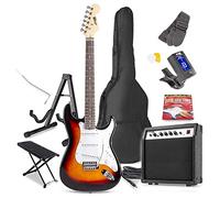Max Gigkit Sunburst Electric Guitar Starter Pack with Amp, Foot & Instrument Stands, 6 Months Online Lessons, Ideal Beginner Guitars Set for Aspiring Musicians