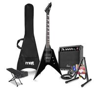 Max Gigkit V-Style Beginner Electric Guitar Package | Complete Guitar Starter Pack with Accessories | Perfect for New Musicians | Includes 6 Months Lessons