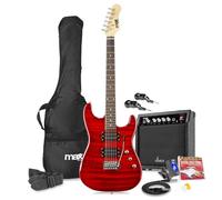 Max GigKit Wireless Quilt Top Beginner Electric Guitar Pack - Dark Red | Complete Starter Kit with Wireless Electric Guitar, Accessories, and 6 Months of Online Lessons