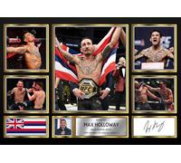 Max Holloway Signed Autograph Photograph Display - Perfect for MMA Fans, A3 Poster + Black Frame - Limited Edition Autograph Fan Gift - Collectible Memorabilia Merchandise