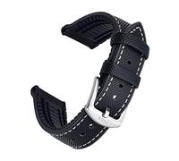 Max Hybrid Premium FKM Rubber & TPU Replacement Watch Strap - Compatible with Traditional Watches and Smartwatch - 20mm, 22mm - Black, Blue, Orange (20mm, Black with White Stitch)