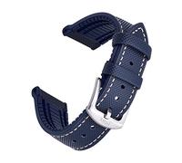Max Hybrid Premium FKM Rubber & TPU Replacement Watch Strap - Compatible with Traditional Watches and Smartwatch - 20mm, 22mm - Black, Blue, Orange (20mm, Blue with White Stitch)