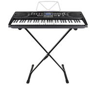 Max KB1 Electric Keyboard with Stand - 61-Key Portable Music Keyboard Kit, LCD Display, Adjustable Folding Stand, 255 Timbres & Rhythms, Built-In Speakers & Recording, Ideal for Learners