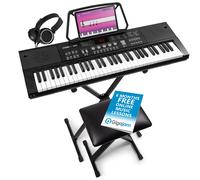 MAX KB15 61-Key Electric Keyboard for Beginners, Complete Electronic Music Keyboard Package with Stand, Stool and 6-Month Lessons, Ideal Starter Keyboard Set