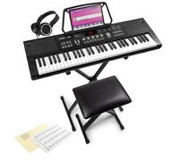 MAX KB15SET 61-Key Beginner Electronic Music Keyboard Package with Stand, Stool, Headphones, Microphone & Free 6-Month Gigajam Lessons for Beginners