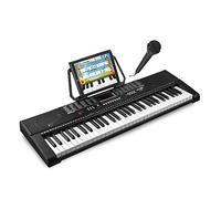 Max KB2 Electronic Keyboard Digital Piano - 61 Keys with LED Display, Built-in Speakers, Microphone, Record & Playback, MIDI Player, Beginners & Kids Keyboard Instrument with Music Stand