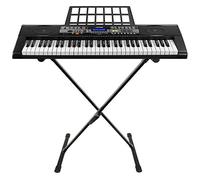 MAX KB3 61-Key Electric Keyboard with Stand, Music Keyboards for Learner, Built-In Speakers, Recording & Playback, LCD Display, Includes 6 Months Lessons for Beginners & Kids
