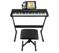 MAX KB4 Electronic Keyboard Set with 61 Full-Size Keys, Digital Piano for Beginners, Adjustable Stand, Stool & Headphones - Complete Electronic Keyboard Instrument Kit with 6 Months Lessons