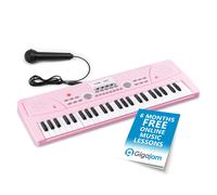 MAX KD49P Pink Kids Electric Keyboard with Microphone, 49-Key Portable Childrens Music Piano, Beginner Learning Instrument, Includes Sounds, Rhythms & 6 Months Lessons